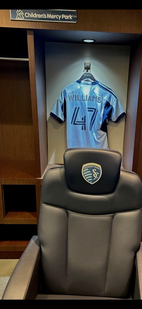 Williams was presented with his on jersey at his SKC trial